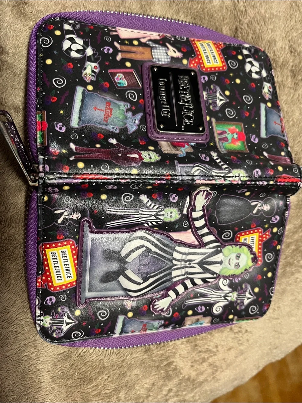 Beetlejuice Themed Black & Purple Phone Wallet Case
